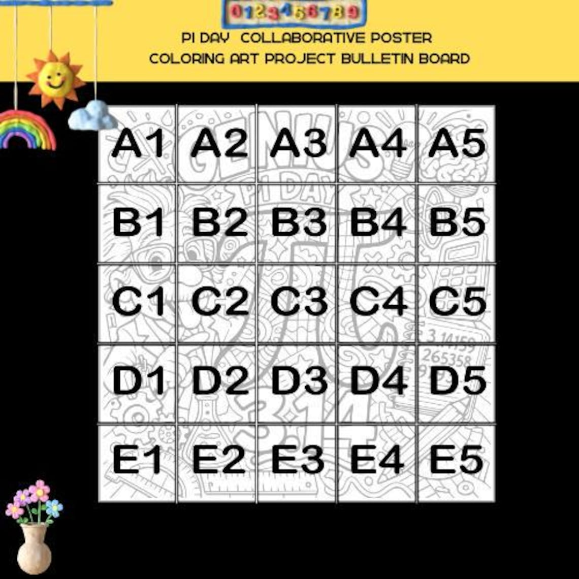 Pi Day Collaborative Poster Coloring Activity, Math Classroom Bulletin ...