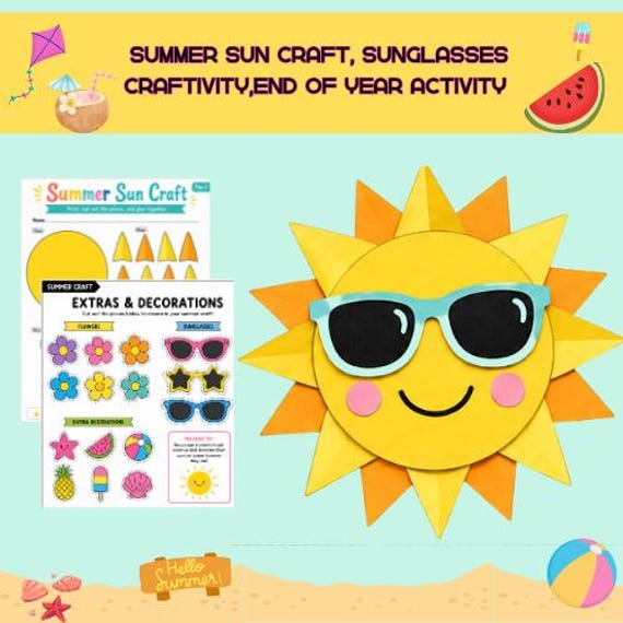 37 Bright & Fun Sun Crafts for Kids 2 Summer Sun Craft Printable, Kids Summer Activity, Preschool Cut and…