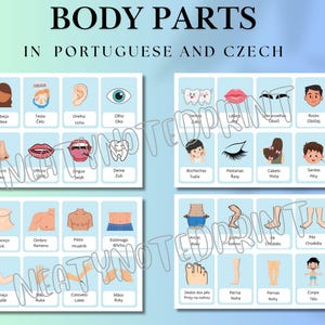 Flashcards imprimables – portugais | Tchèque | Vocabulary Builder | PDF numérique pour enfants et adultes