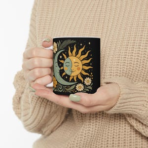 Custom Moon and Sun Mug, Boho Astrology Gift for Her, Live by the Sun Love by the Moon Cup, Personalized Celestial Coffee Mug