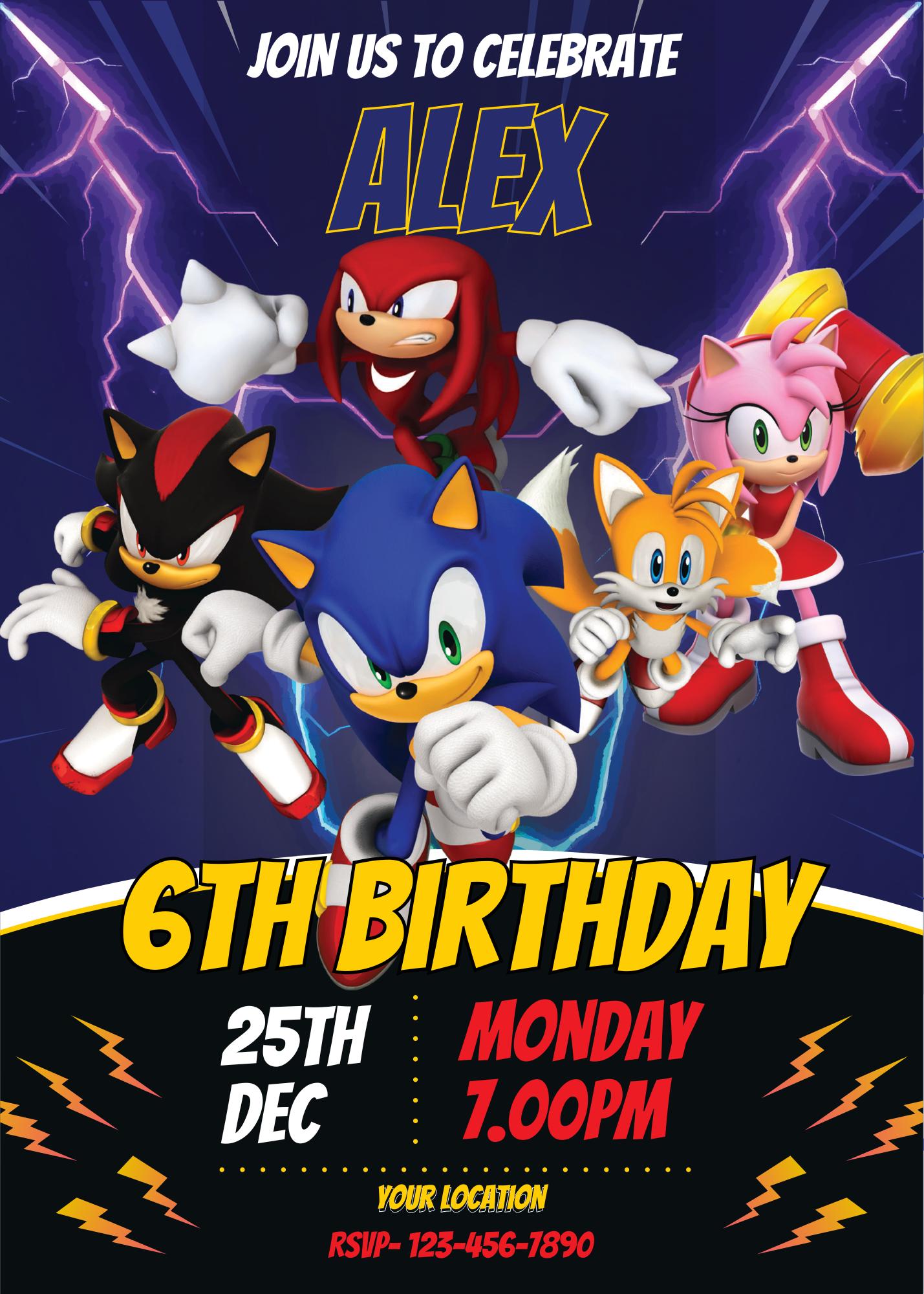Sonic and Friends Editable Birthday Invitation |Sonic Party Invitation Template Printable |Boy and Girl invitation | Invite Instant Download