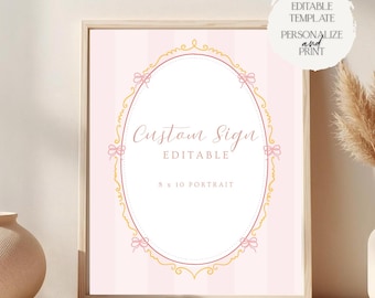 Tutu Cute Custom Sign | Pink Ballet Pointe Shoes Ballerina Swan Girl 2nd Birthday Party Table Sign Editable Template Printable Download