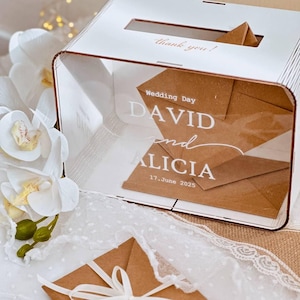 Wedding Card Box, Personalized Rustic Wood Decor, Acrylic Gift Envelope Box, Urne Marrige, Anniversary Recipe Card Box, Fall Wedding