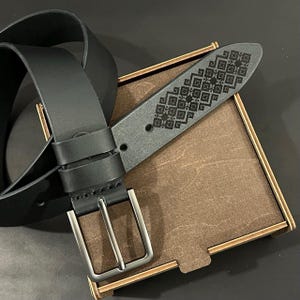 Ceinture en cuir noir personnalisée - Cadeau pour lui, Ceinture pleine fleur faite main pour homme