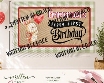Berry First Birthday Banner Template