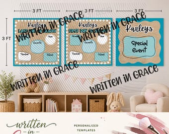First Day Last Day of School Banner Template Pack 3x3
