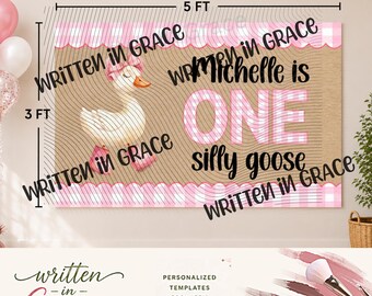 Silly Goose First Birthday Banner Template