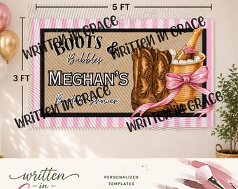 Boots & Bubbles Bridal Shower Banner Template