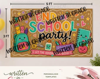 End of School Party Banner Template | Teacher Celebration (Instant Download)
