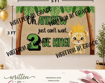 Just Can't Wait to Be King 2nd Birthday Banner Template