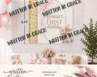 Little Golden One Birthday Banner Template