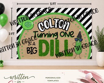 Big Dill Birthday Banner | Editable Pickle Party Decor (Digital Download)