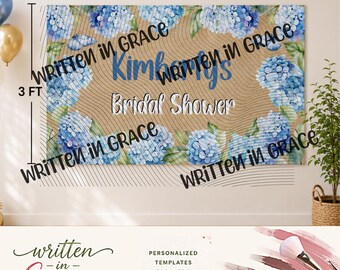 Hydrangea Bridal Shower Banner Template