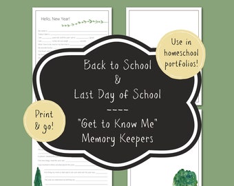 Watercolor Tree Design | Back to School & End of School Year "Get to Know Me" for homeschool portfolios, school memory books, scrapbooks