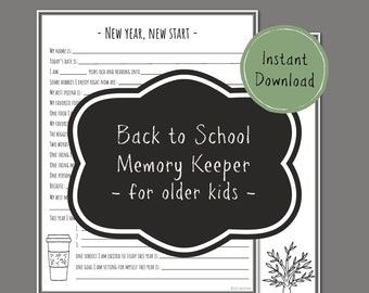 Back to School (upper grades) Get-to-Know-Me printable memory pack for homeschool portfolios, school memory books, scrapbooks
