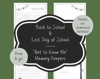 Into the Forest Design | Back to School & End of School Year "Get to Know Me" printables - homeschool portfolios, school memory books