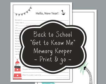 Sea Life Design | Back to School PreK/Kinder/Elementary "Get-to-Know-Me" printable for homeschool portfolios, school memory books, & more