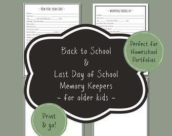 Trees Design | Back to School & End of School Year "Get to Know Me" printables for homeschool portfolios, school memory books (upper grades)