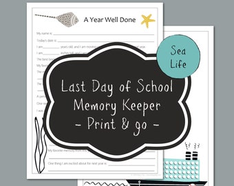Sea Life Design | End of School Year "Get to Know Me" printable for homeschool portfolios, school memory books, scrapbooks & more