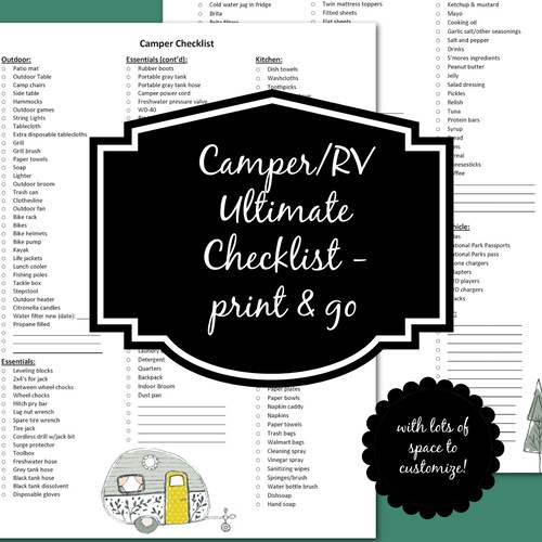 RV Checklist Camping Checklist PDF Instant Download Etsy