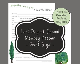 Watercolor Tree Design | End of School Year "Get to Know Me" for homeschool portfolios, school memory books, scrapbooks