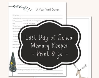 Deer Design | End of School Year "Get to Know Me" printable for homeschool portfolios, school memory books, scrapbooks