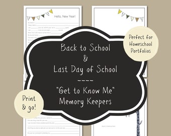 Banner + Moth Design | Back to School & End of School Year "Get to Know Me" for homeschool portfolios, school memory books, scrapbooks