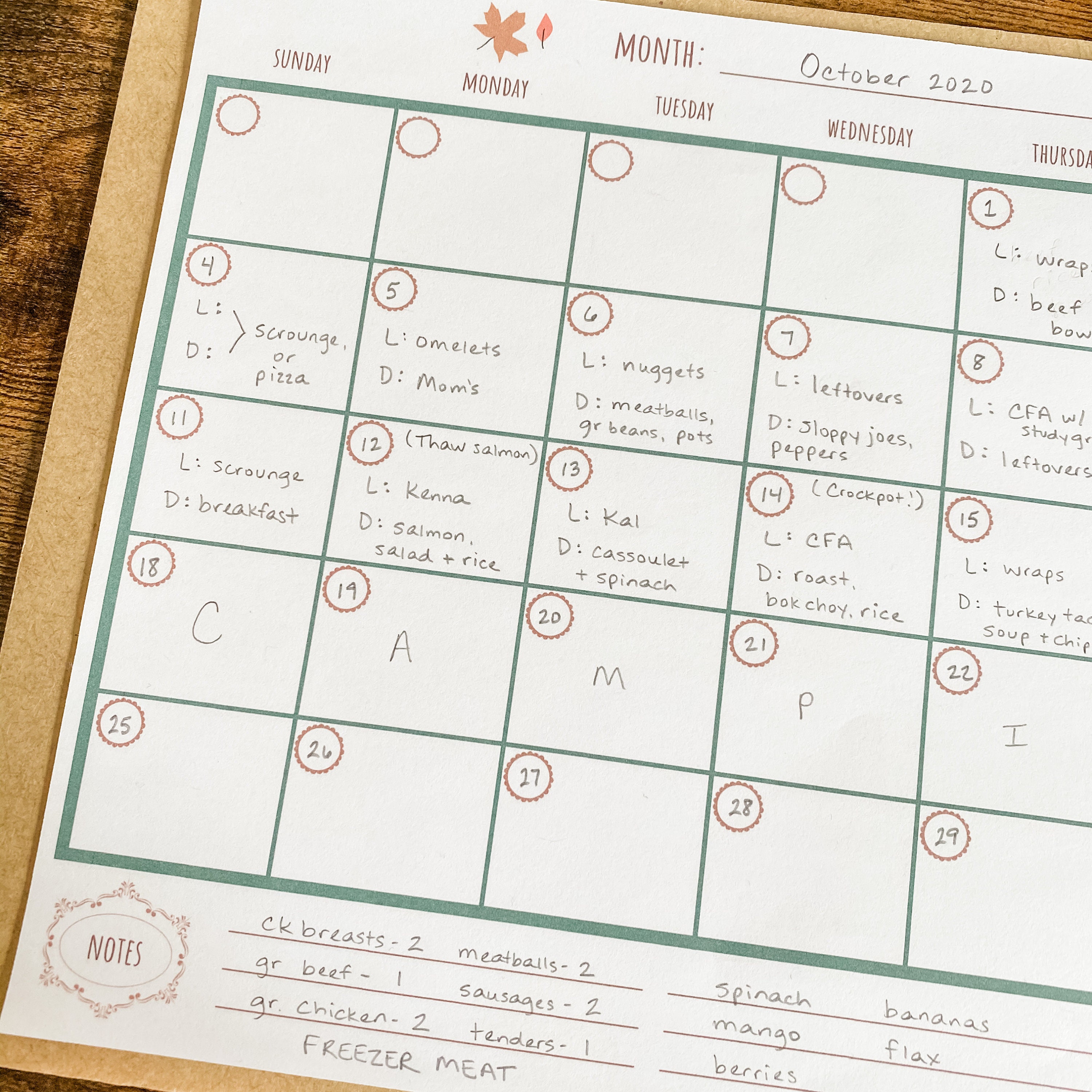 Seasonal Meal Planning Calendars 4 Blank Monthly Printable - Etsy