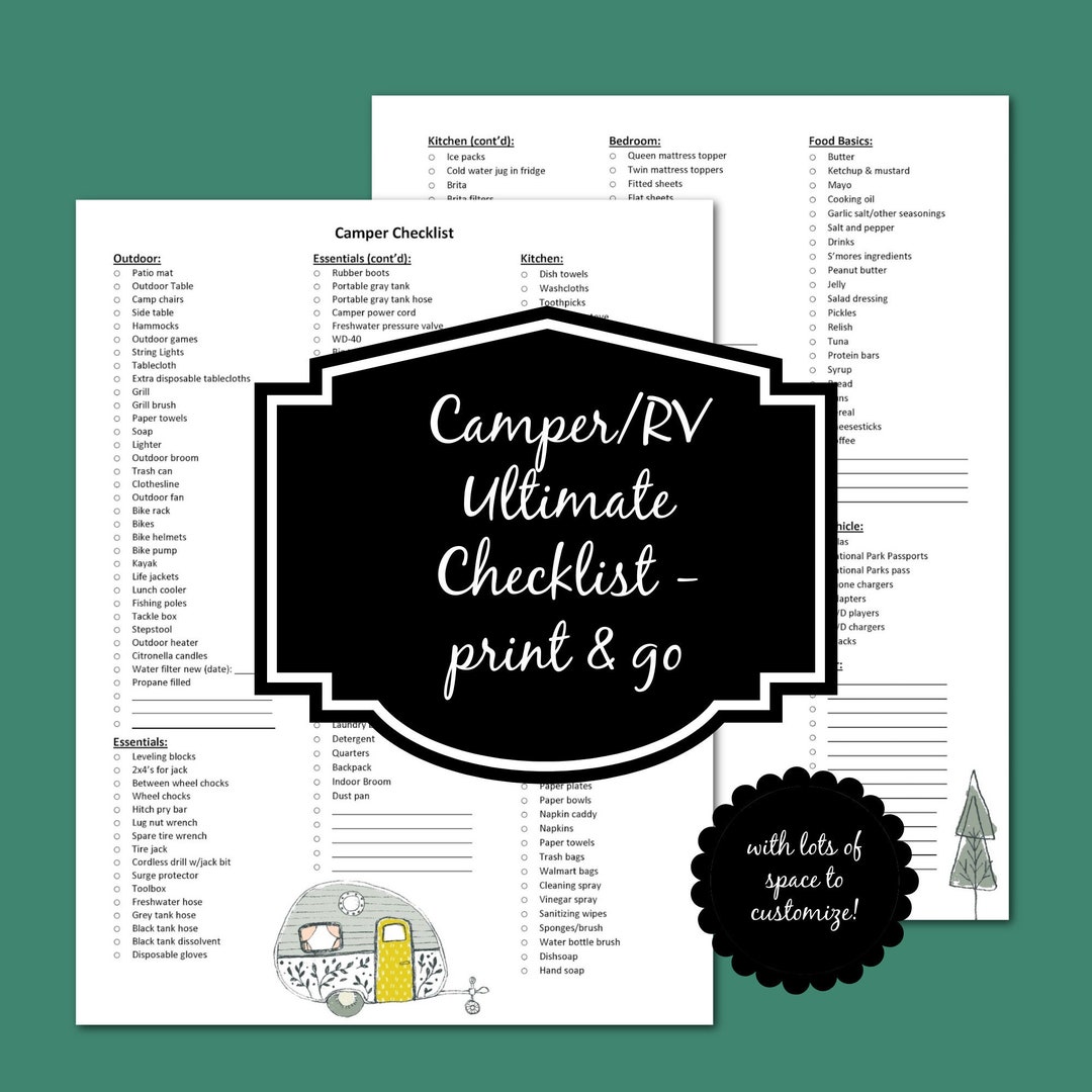 RV Checklist Camping Checklist PDF Instant Download Etsy RV Checklist Camping Checklist PDF Instant Download Etsy