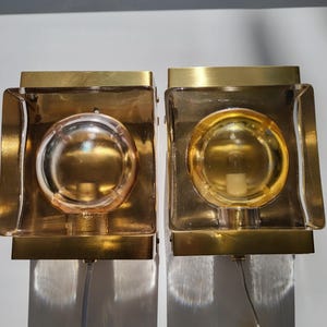 Pair of Vintage Vitrika Wall Lamps – Danish Mid-Century Modern Glass & Brass Lights
