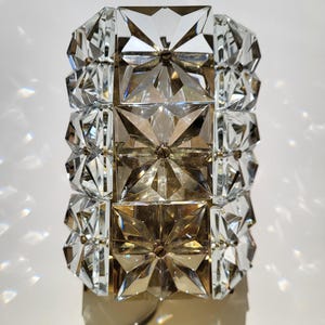 Vintage Vitrika Wall Lamp – Danish Mid-Century Faceted Crystal Glass & Brass Sconce