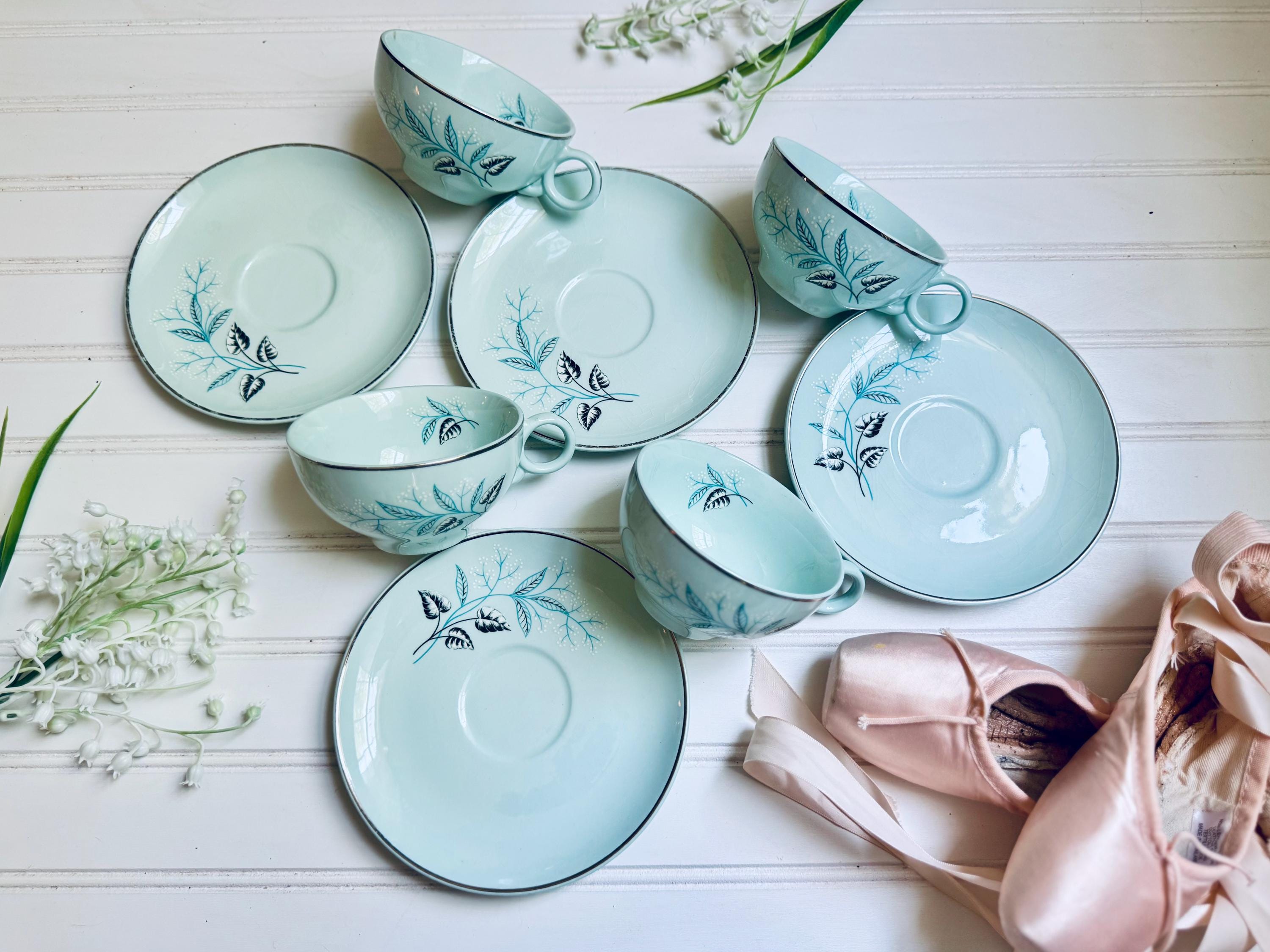 Vintage and Collectible “ballerina Mist” MCM Set of 4 Teacups and