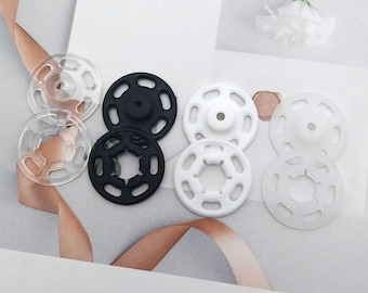Clear Plastic Sew-On Snap Buttons (50 Sets) – Invisible Press Fasteners for Baby Clothing, DIY Sewing, Craft Supplies, Garment Closures