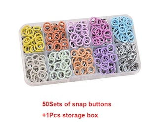 Snap Fastener Kit with Plier Tool – 50 Sets Metal Snap Buttons, Color Hollow & Solid Snaps for Sewing Clothes, Bags And Crafts