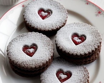 CHOCOLATE Raspberry Linzer Cookies (12 count)