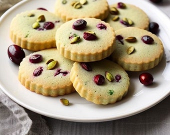 Gourmet Cranberry Pistachio Butter Cookies (12 Count)