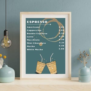 Cute Coffee Bar Menu Printable – Aesthetic Kitchen Wall Art | Digital Download for Coffee Station | Minimal Café Menu Sign