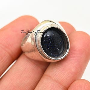 Anillo vintage de piedra solar azul para hombre, plata de ley 925, bonito anillo, hermoso anillo, hecho a mano, anillo llamativo, regalo de Navidad.