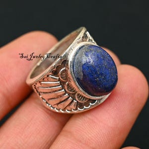 Galaxy Style Blue Lapis Lazuli Men&#39;s Ring, 925 Sterling Silver Ring,Men&#39;s Ring, Unisex Ring, Handmade Gift Ring, Middle Eastern Stylish Ring