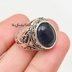 Anillo de piedra solar elegante para hombre, plata de ley 925, hermoso anillo, hecho a mano, anillo llamativo, bonito regalo para papá, anillo unisex.