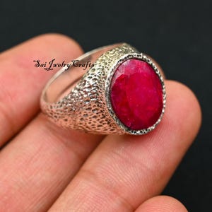 New Designer Ruby Men's Ring, 925 Sterling Silver Ring, Beautiful Ring, Unisex Ring, Handmade-Statement Ring, Gift For Wedding Anniversary