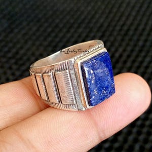 Aesthetic Lapis lazuli Men&#39;s Ring, 925 Sterling Silver Ring, Fashionable Ring, Unisex Ring,Handmade-Statement Ring, Gift Ring For Christmas