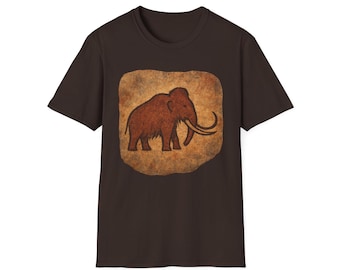 Camiseta unisex con pintura rupestre de mamut prehistórico, camiseta de arqueología histórica de la Edad de Piedra, camiseta de arte paleolítico para entusiastas, gráfico de mamut