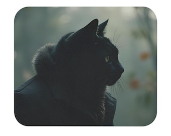 Alfombrilla de ratón con diseño de gato negro, estilo gótico, ideal para amantes de los gatos, decoración de escritorio, artículos de oficina con temática felina, regalo para amantes de los gatos.