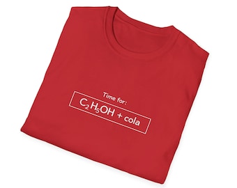 Camiseta "Hora de C₂H₃OH + Cola", divertida camiseta de química y alcohol, humor para nerds que beben, regalo de chiste científico, camiseta minimalista para fiestas.