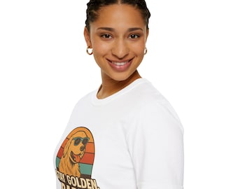 Camiseta con un golden retriever / Stay Golden Baby Golden Retriever | Diseño gráfico para amantes de los perros / Diseño retro de perros