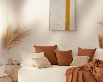 Cuadro abstracto, estructural y minimalista de estilo Japandi o Wabi Sabi. 30x40 cm.Decoración mural para interiores modernos.