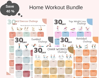 30 Day Challenge Bundle | Digital Fitness Challenge | Printable Exercise Planner