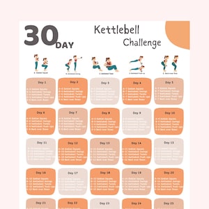 30 Day Kettlebell Challenge | 30 Day workout Digital | Kettlebell Fitness | Home Workout Planner | Body Build Challenge | Kettlebell