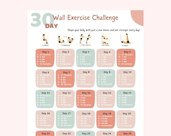 30 Day Wall Exercise Challenge: Printable Fitness Guide (PDF Download)